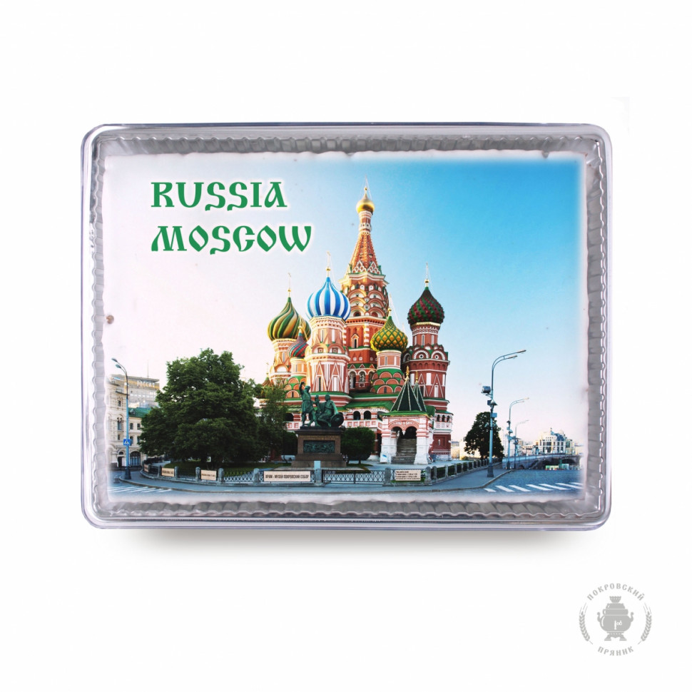  Пряник 600г RUSSIA MOSCOW с фотопечатью (в подарочной пластиковой упаковке)  в Протвине
