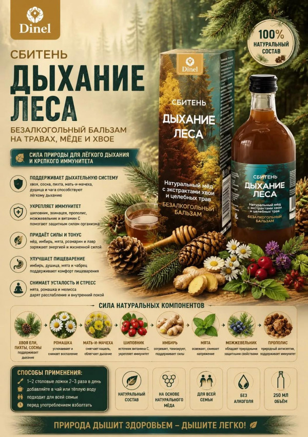 №2 Сбитень Дыхание леса, 250мл  в Протвине